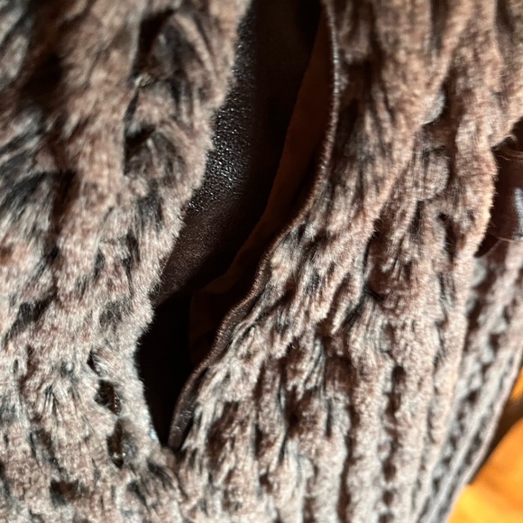 Save The Queen Brown Teddy Jacket with Leather Trim and Hood - Picture 7 of 14